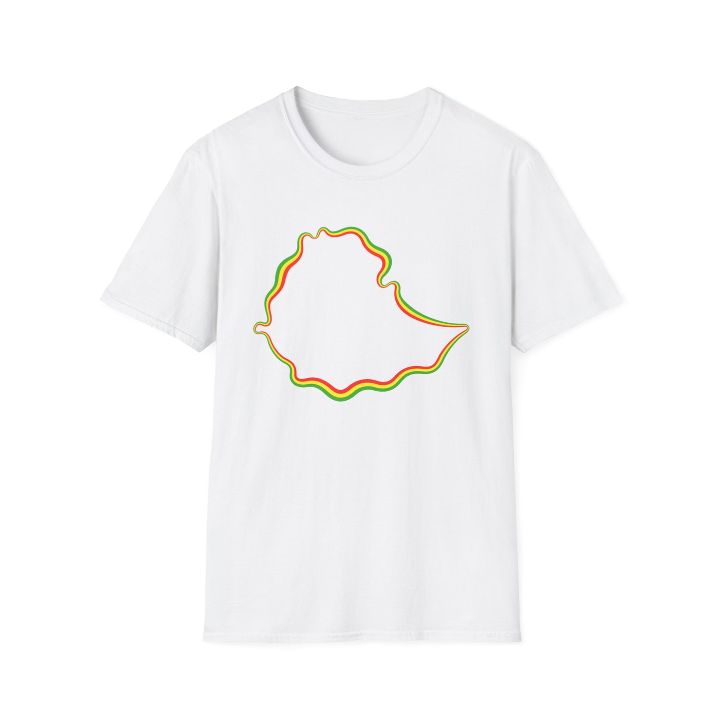 Tricolor Ethiopian Map Outline T-Shirt