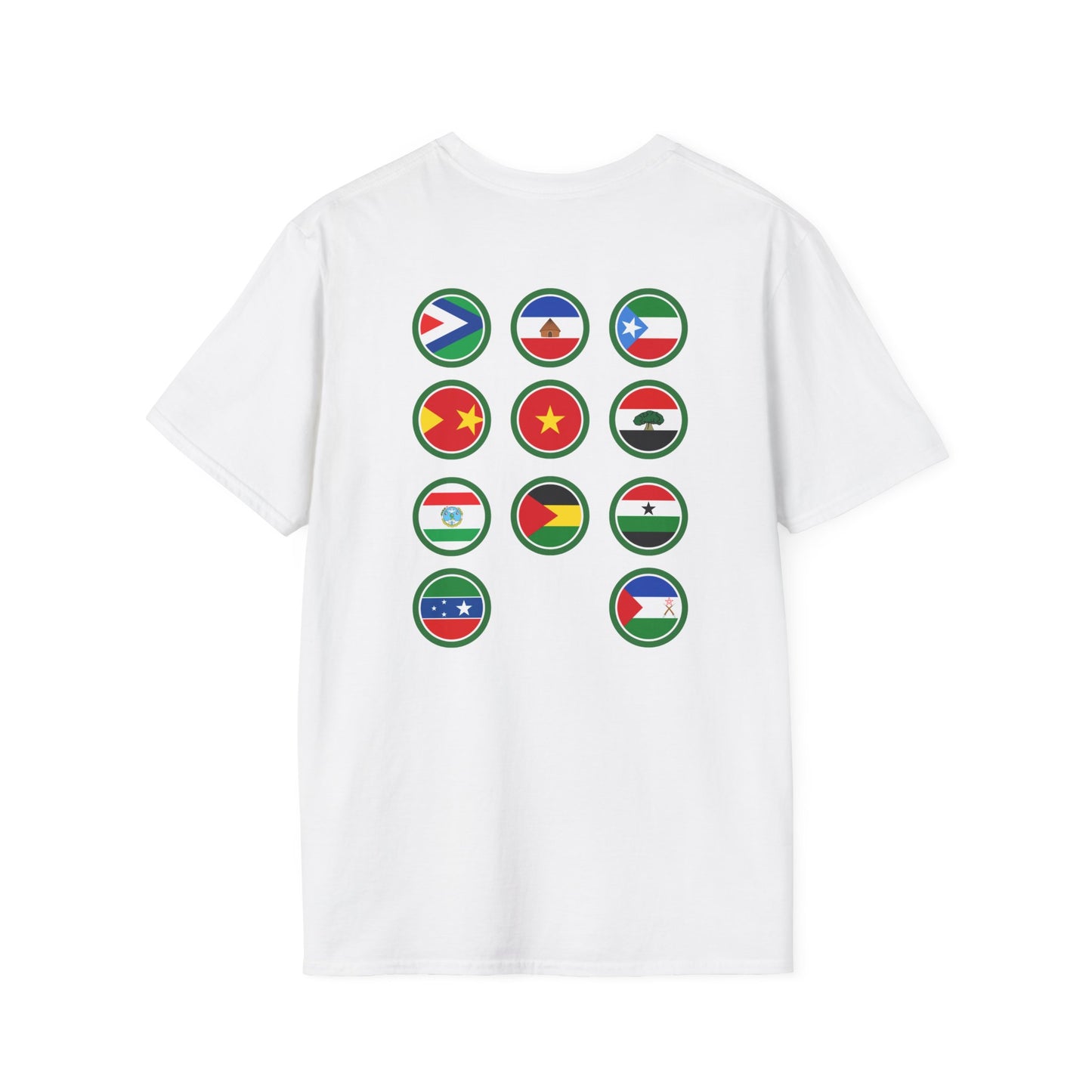 Circular Array of Regional Flags Back-Print T-Shirt