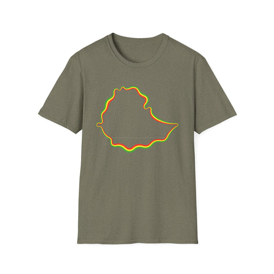 Tricolor Ethiopian Map Outline T-Shirt